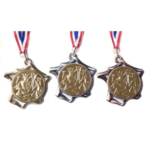 Médaille échecs 70 mm or,...