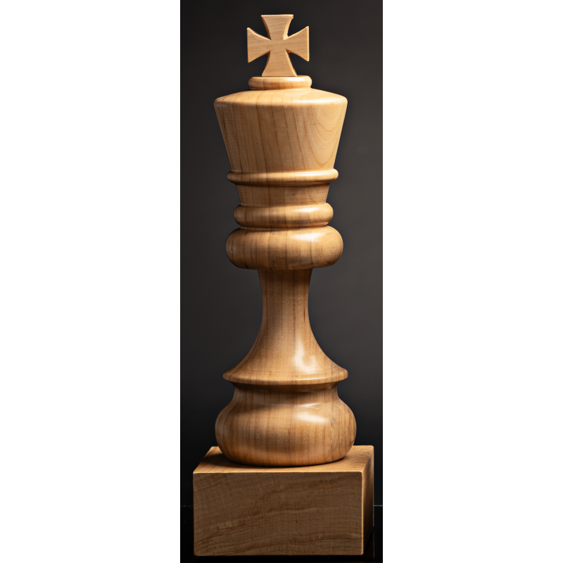 Trophée Echecs Roi Blanc en Bois 37cm