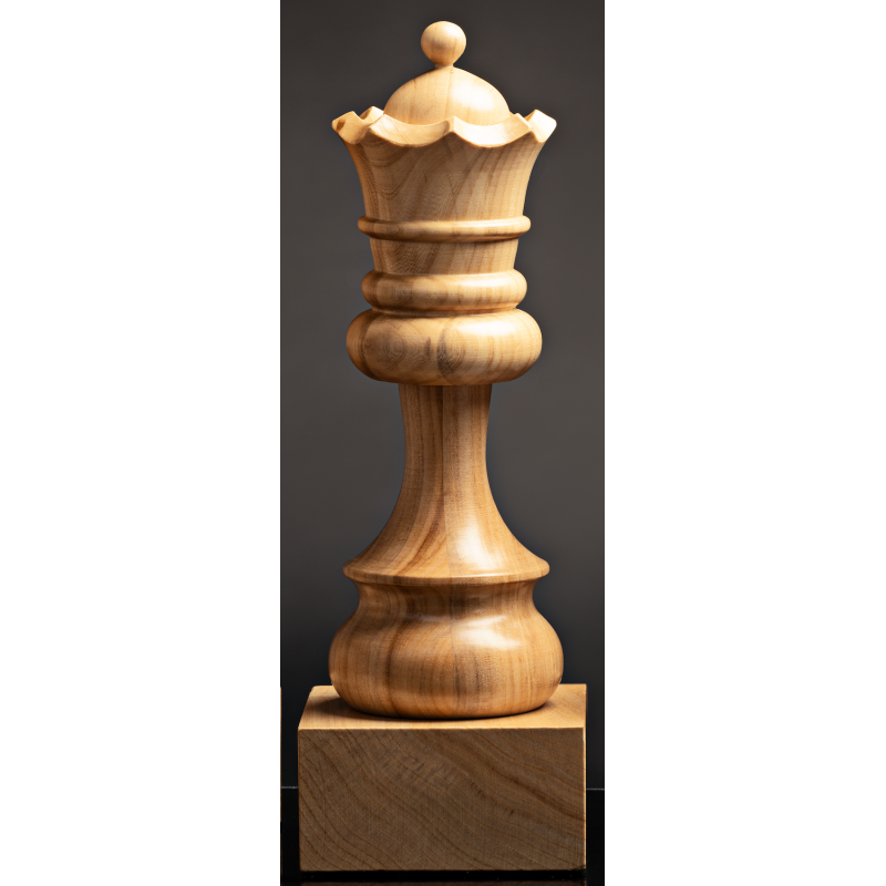 Trophée Echecs Dame Blanche en Bois 35cm