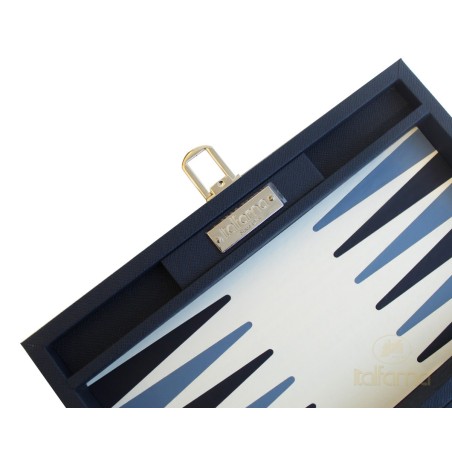 Backgammon Simili-cuir Bleu Lux 28cm