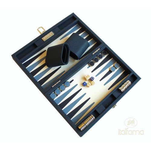 Backgammon Simili-cuir Bleu...