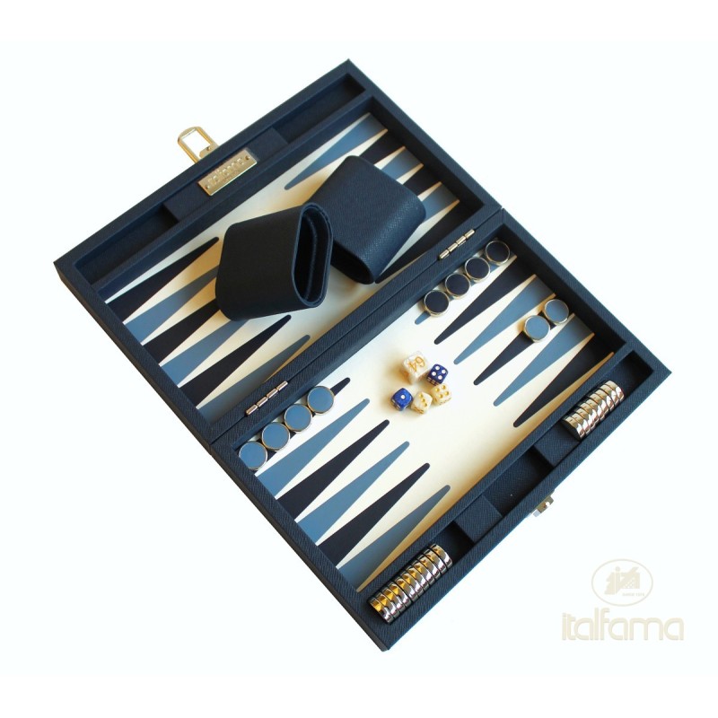 Backgammon Simili-cuir Bleu Lux 28cm