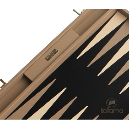 Backgammon Simili Cuir Beige/Noir 53cm