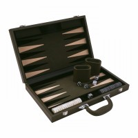 Backgammon Cuir Vegan Kaki 38cm