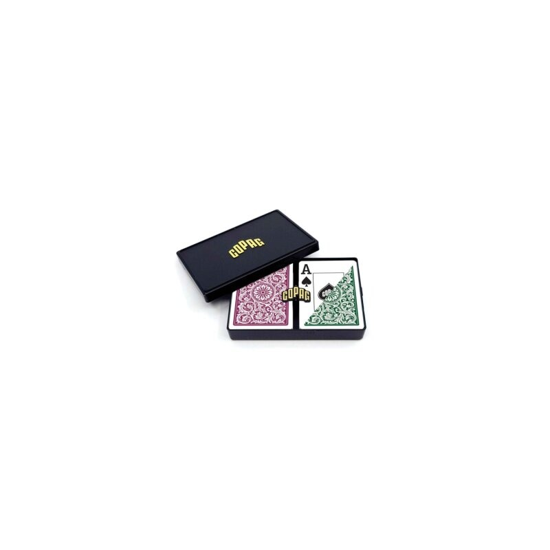 Coffret 2 Jeux de Cartes 100% Plastique COPAG Jumbo Vert et Bordeaux