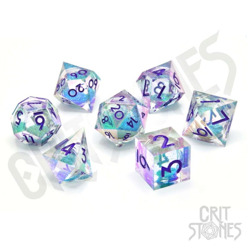 Set de Dés JDR x7 CritStones Liquid Core Fantasia Fluid Electroplated