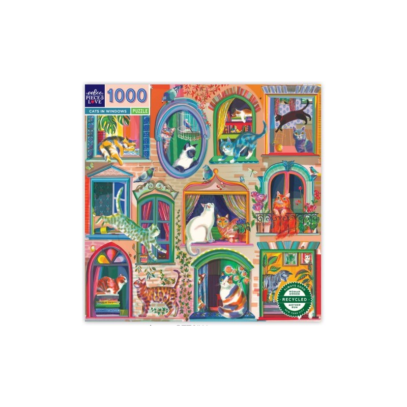 Puzzle 1000 pièces - Cats In Windows