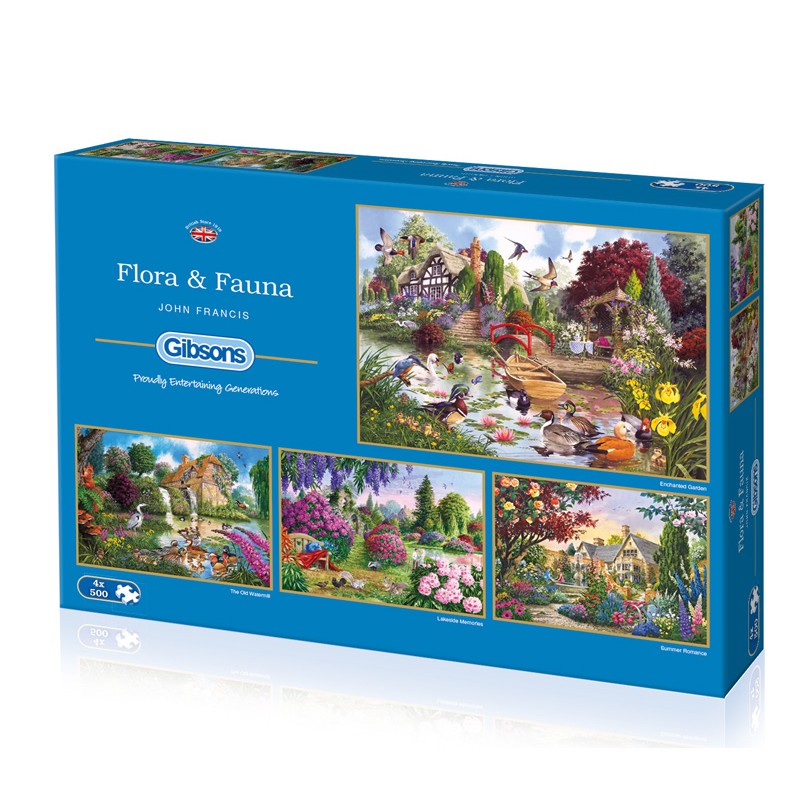 Puzzle 4 x 500 pièces - Flora & Fauna