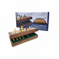 Jeu d'Echecs Acacia Magnétique Pliant 18cm